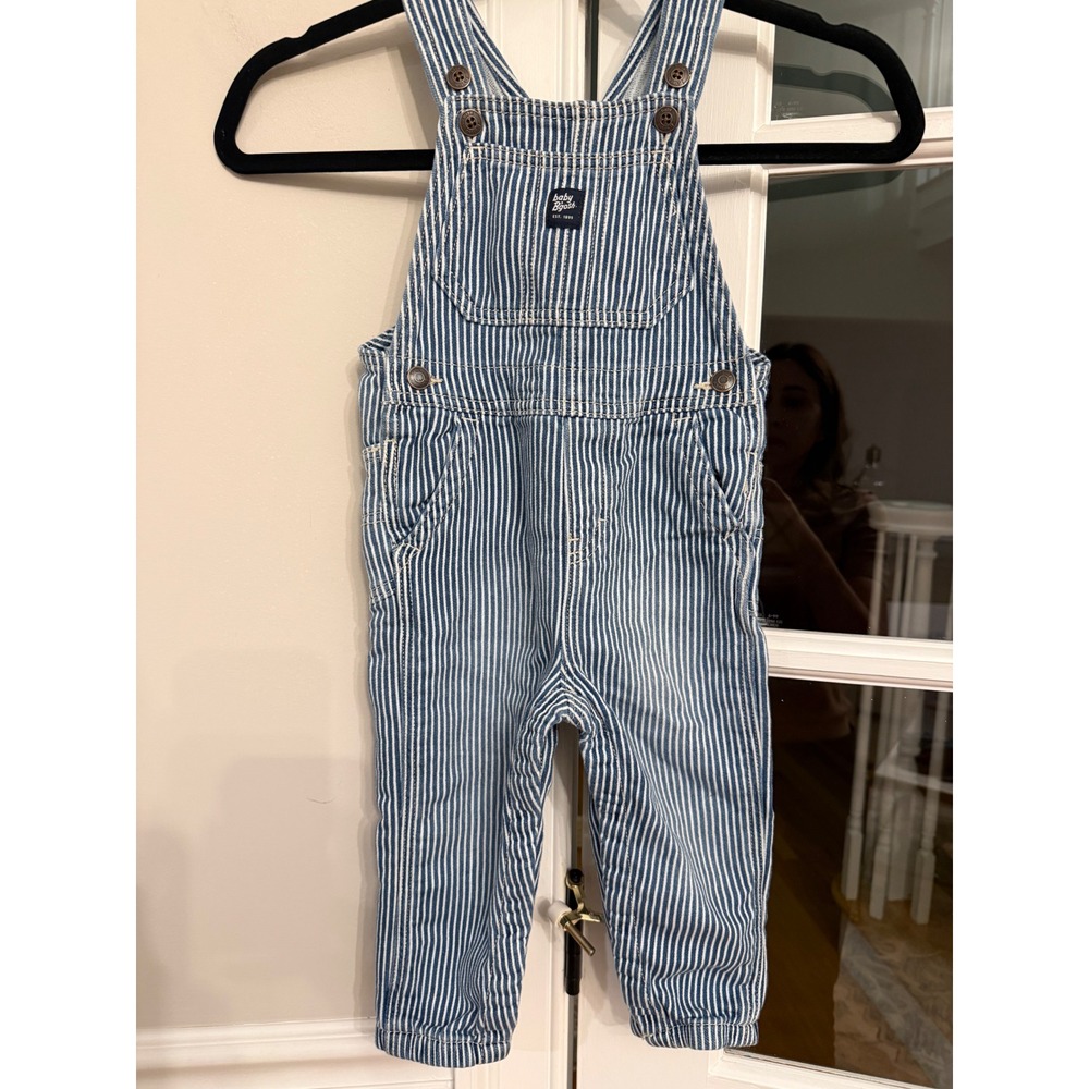 Baby Bgosh Hickory Stripe Denim Overalls Blue White 24M OSH11772 SSI